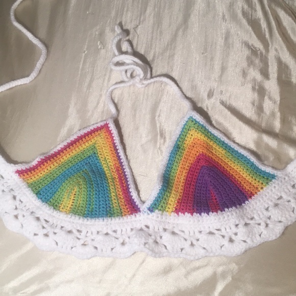 rainbow crochet bralette